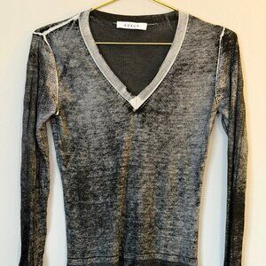 Kokun Overdyed Seamed Top Sweater Size S Relaxed Bamboo Cashmere
